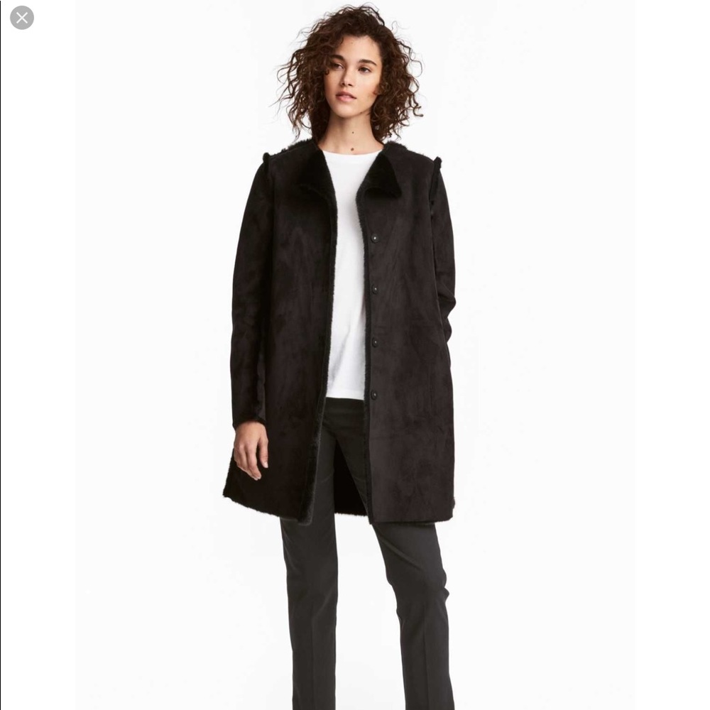 H&M Imitation suede jacket with fur lining NWT